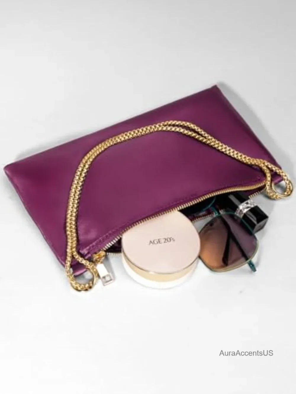 Satin Evening Clutch with Detachable Chain Strap